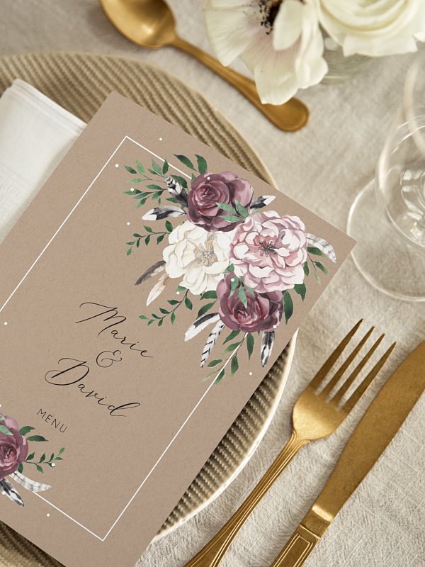Menu mariage Bohemian Summer