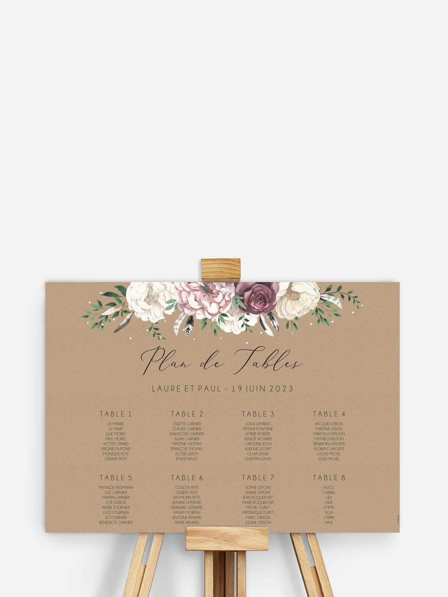 Poster plan de table mariage Bohemian Summer