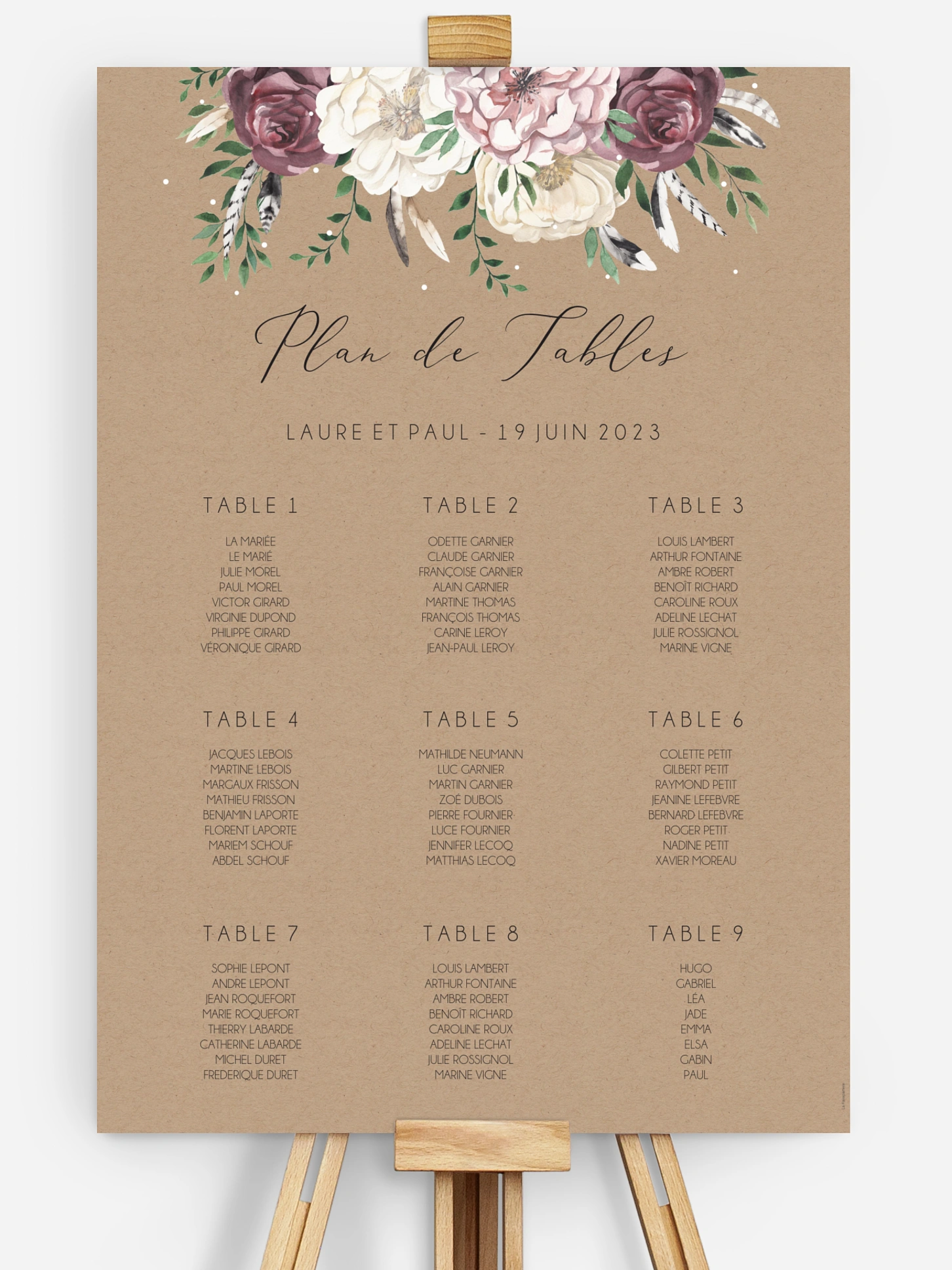 Poster plan de table mariage Bohemian Summer