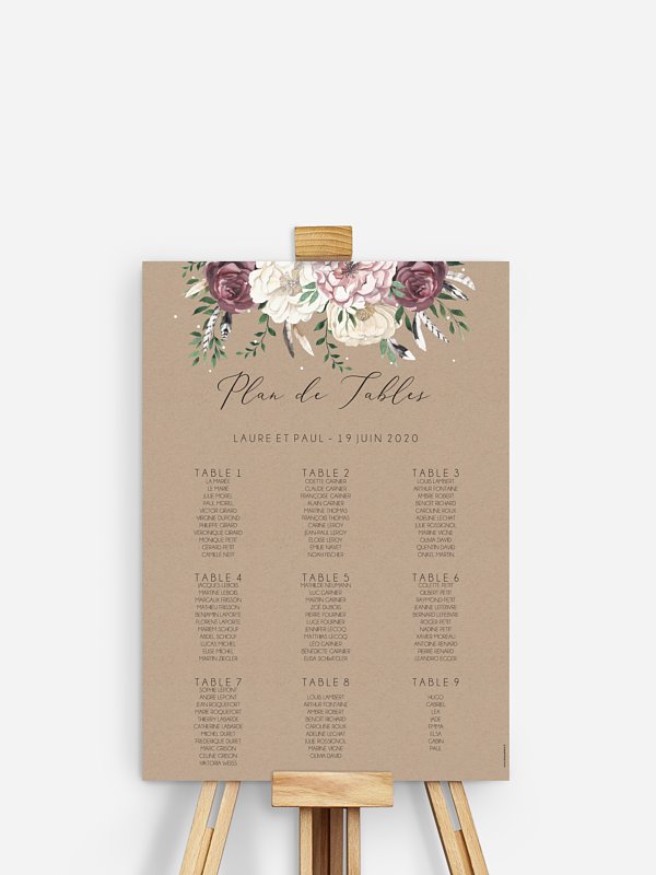 Poster plan de table mariage Bohemian Summer