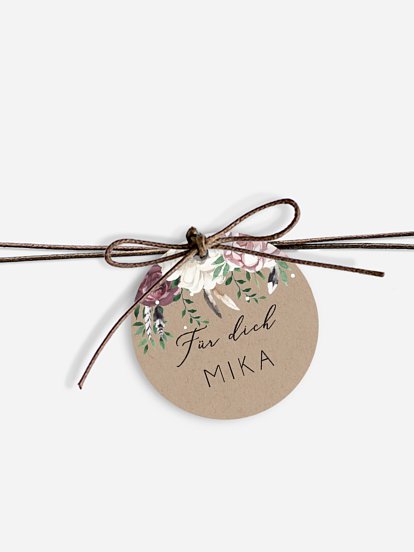 Anhänger mit Band zur Hochzeit personalisiert Bohemian Summer