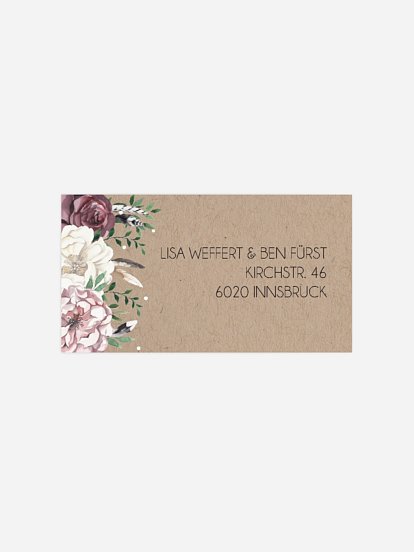 Empfängeraufkleber Hochzeit Bohemian Summer