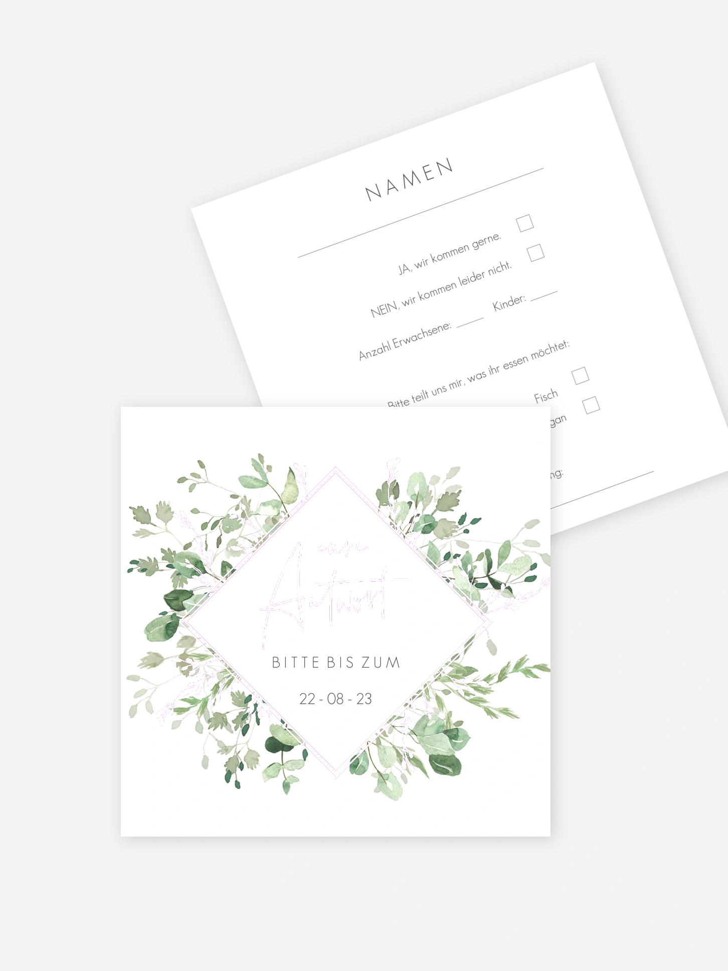 Antwortkarte Hochzeit Gold and Green