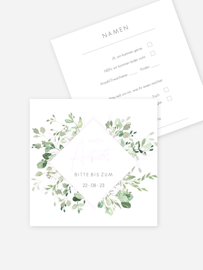 Antwortkarte Hochzeit Gold and Green