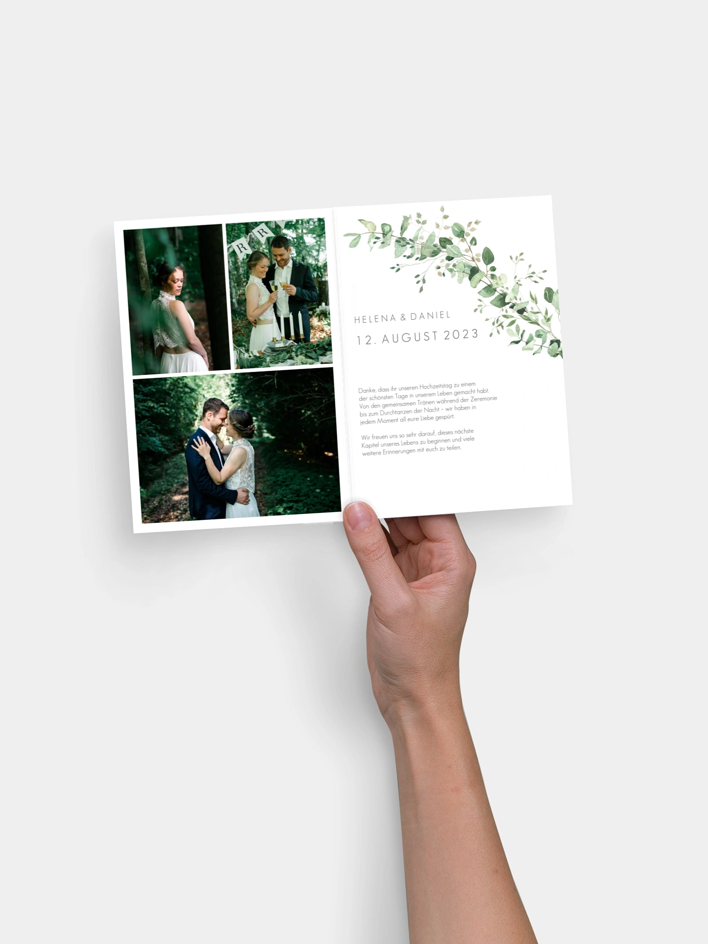 Dankeskarte Hochzeit Gold and Green
