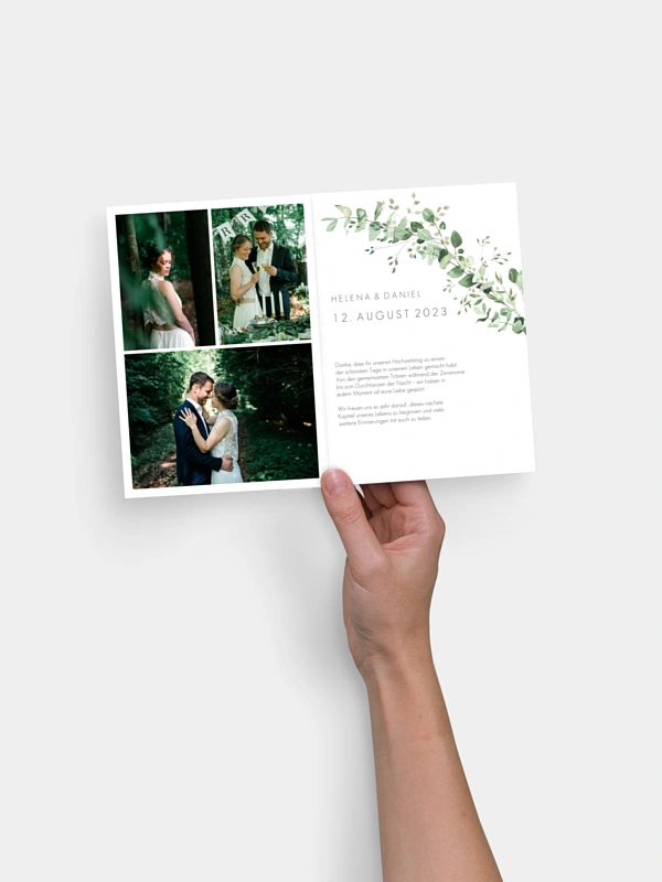 Dankeskarte Hochzeit Gold and Green