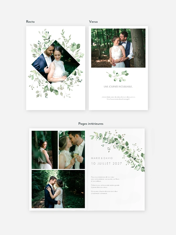 Carte de remerciements Gold and Green - dorure