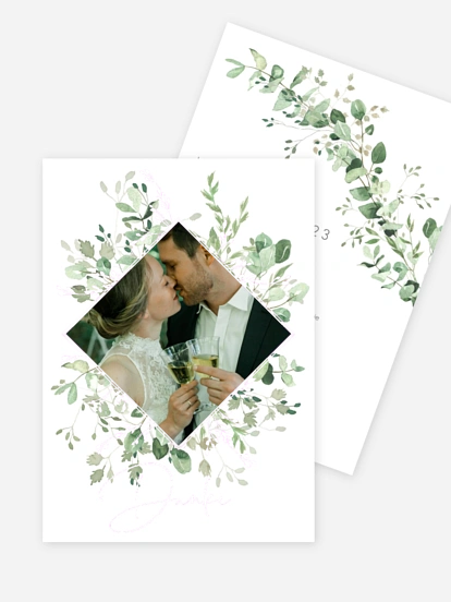 Dankeskarte Hochzeit Gold and Green