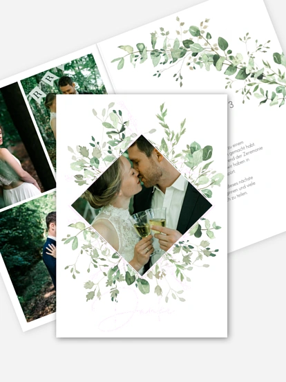 Dankeskarte Hochzeit Gold and Green