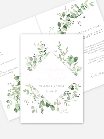 Hochzeitseinladung Gold and Green