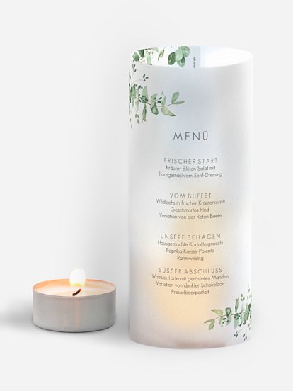 Menükarte Hochzeit Gold and Green