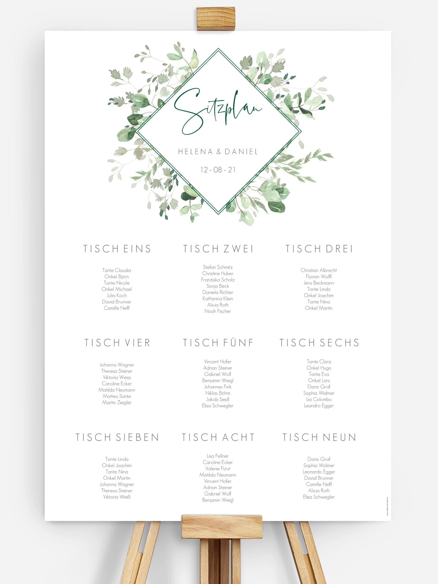 Sitzplan Plakat Gold and Green