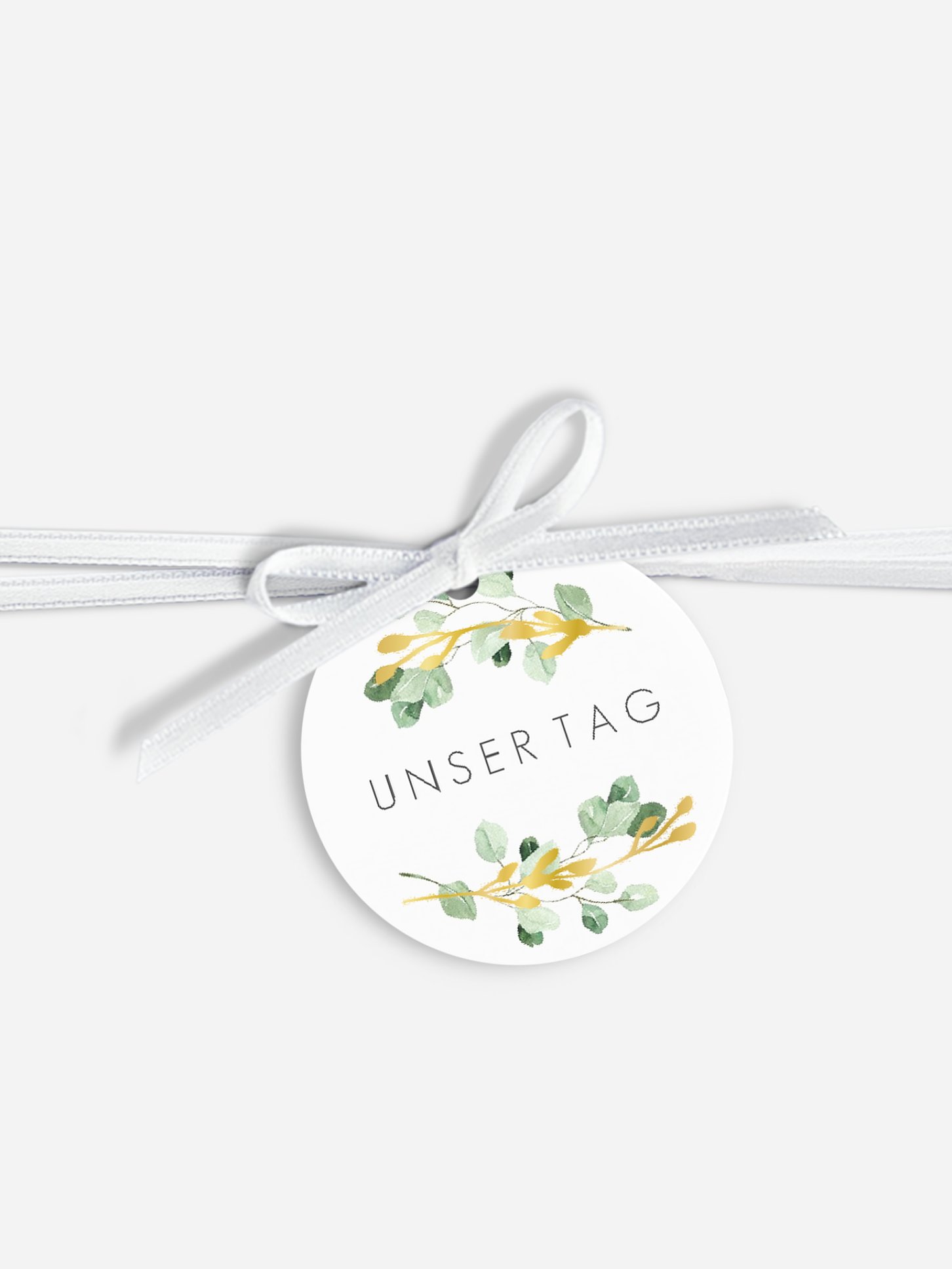 Anhänger mit Band zur Hochzeit Gold and Green