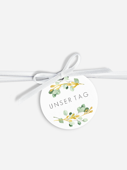 Anhänger mit Band zur Hochzeit Gold and Green