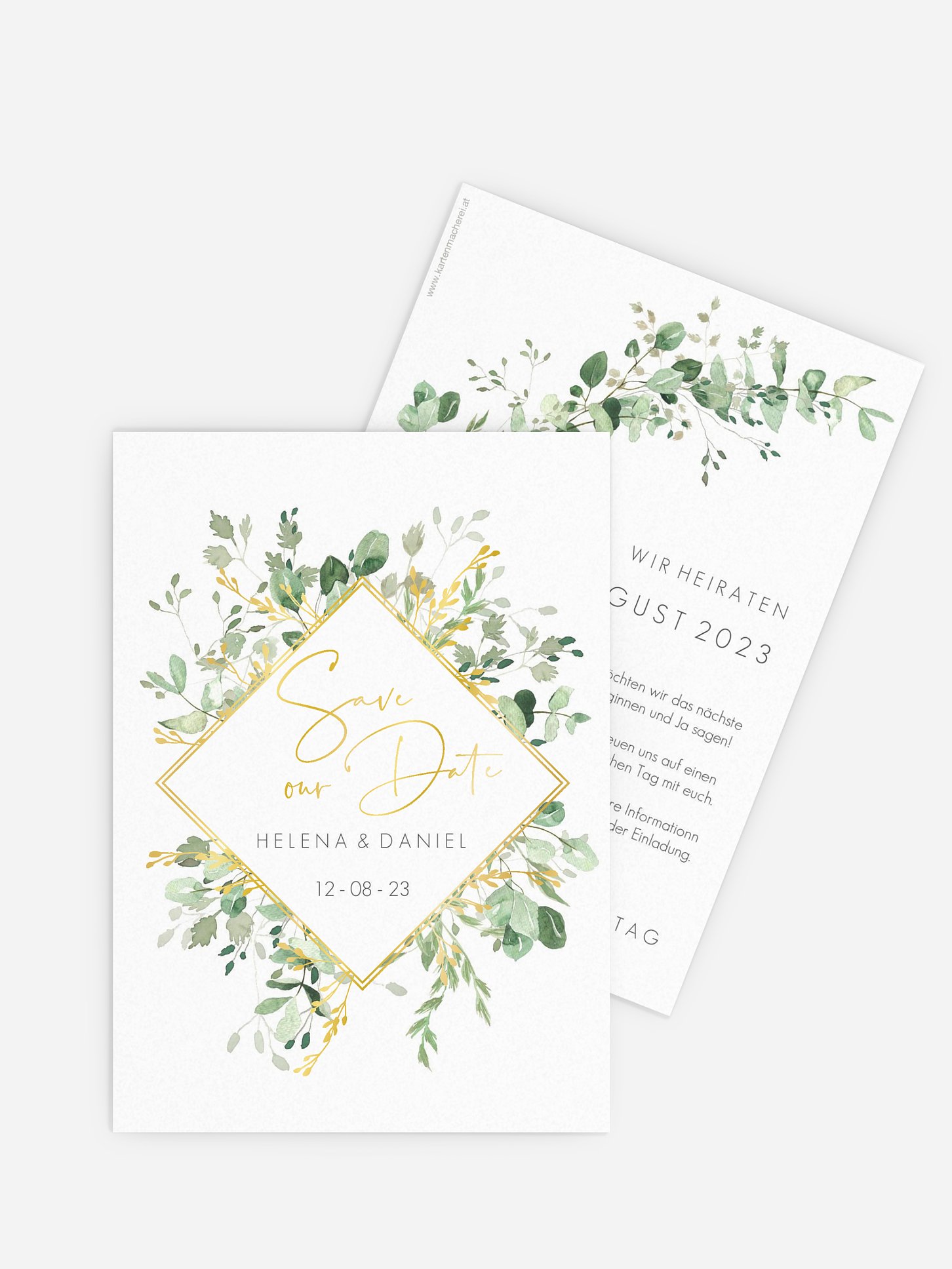 Save-the-Date Karte Gold and Green