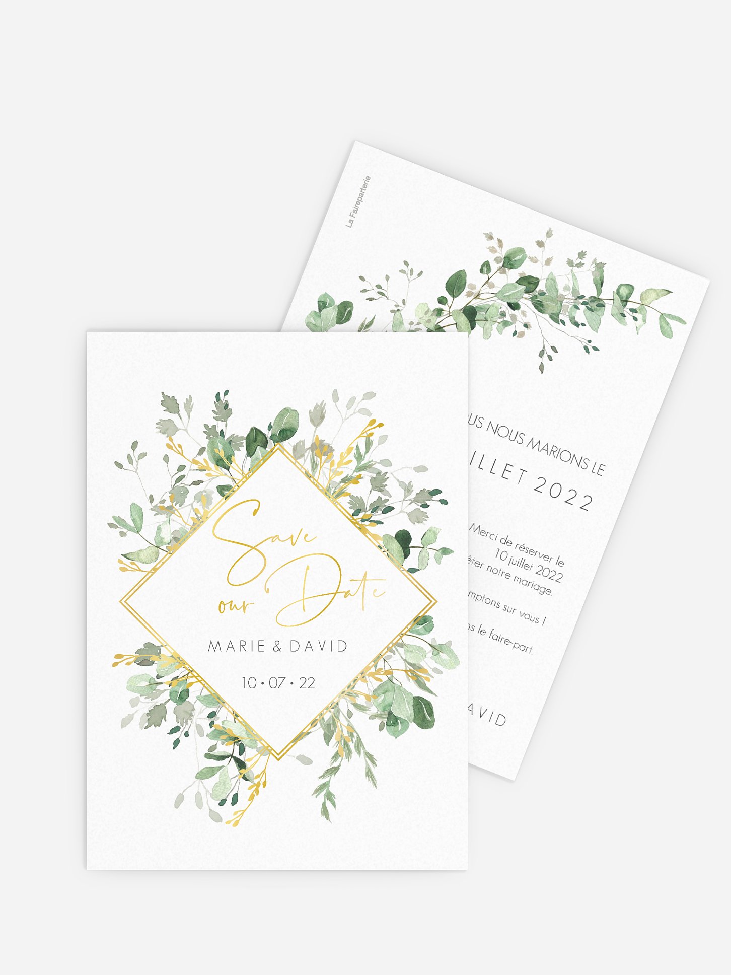 Save the date Gold and Green - dorure