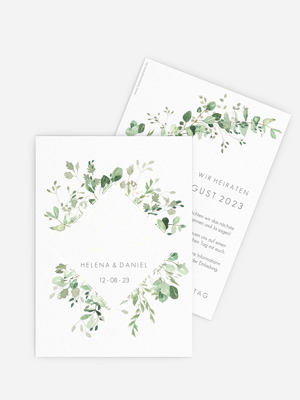 Save-the-Date Karte Gold and Green