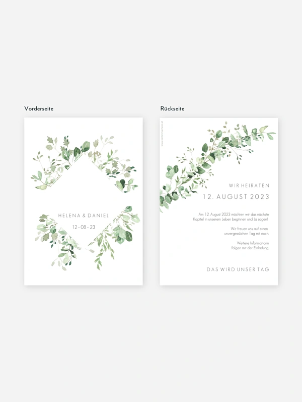 Save-the-Date Karte Gold and Green