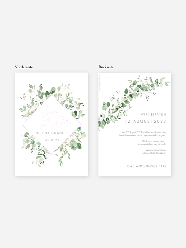 Save-the-Date Karte Gold and Green