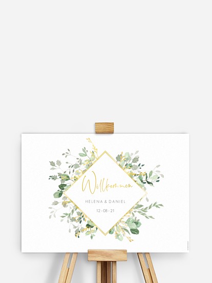 Willkommensschild Gold and Green