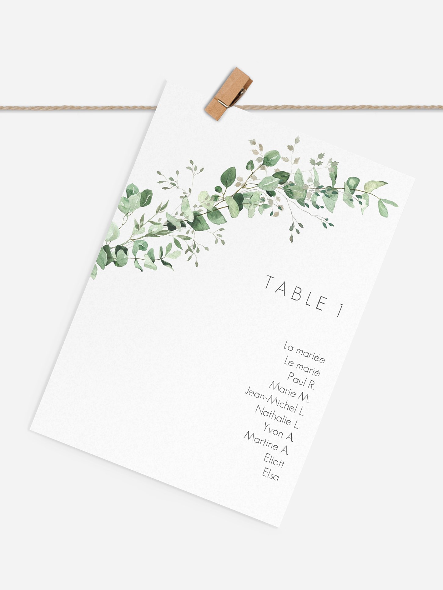 Cartons plan de table mariage Gold and Green - dorure