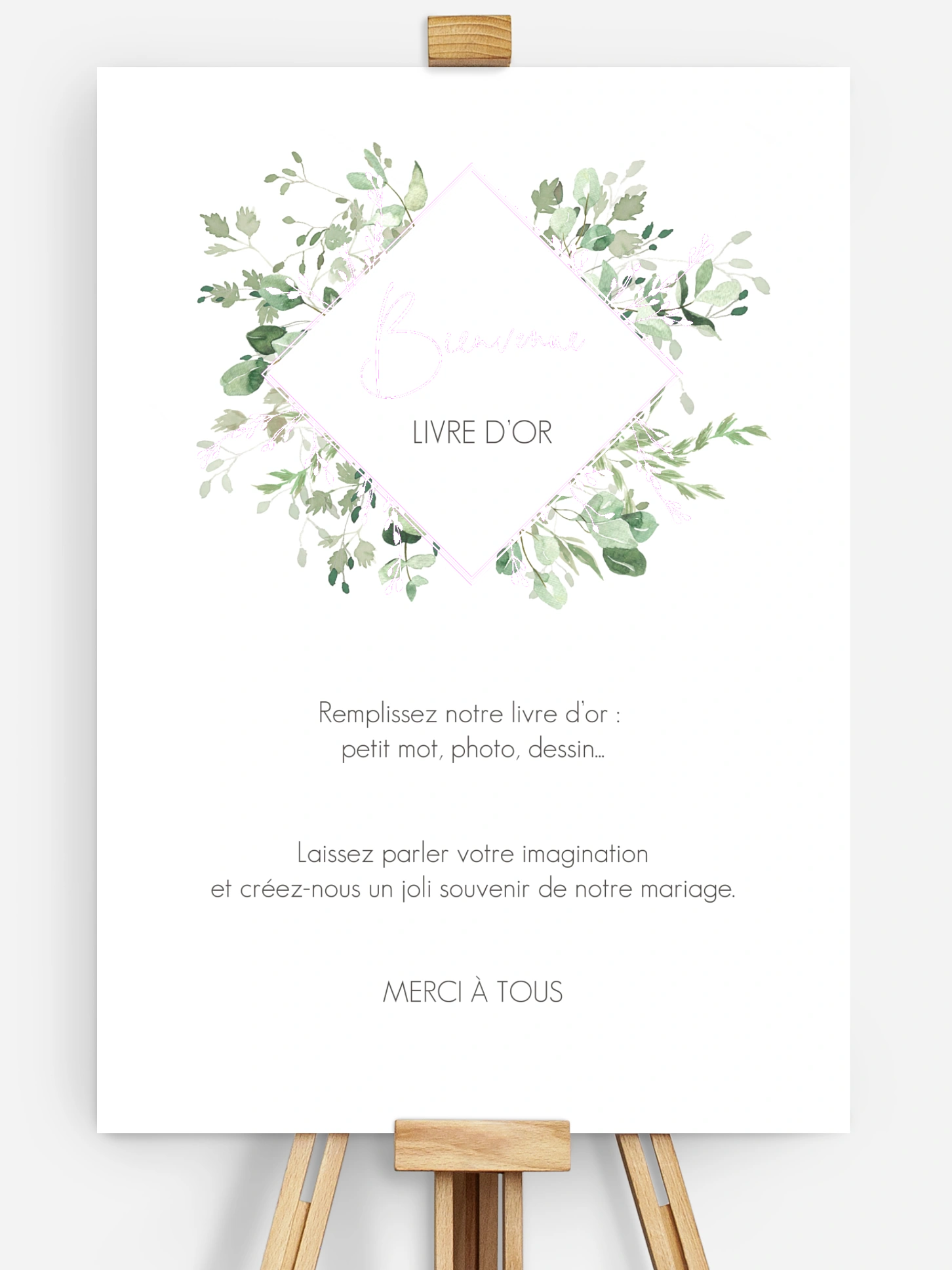 Affiche livre d'or mariage Gold and Green