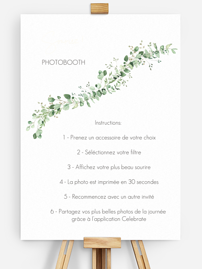 Affiche photobooth mariage Gold and Green