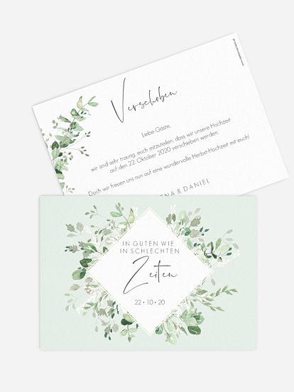 Change-the-Date Karte Gold and Green