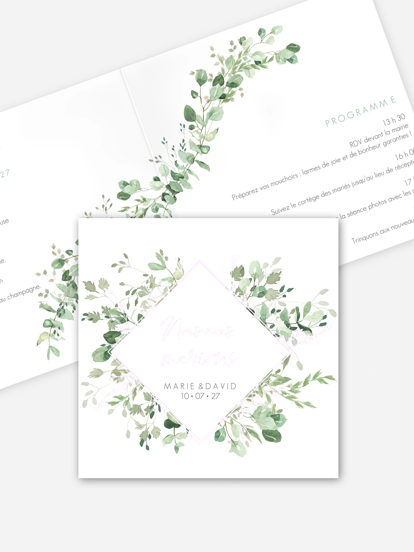Faire-part de mariage Gold and Green - dorure
