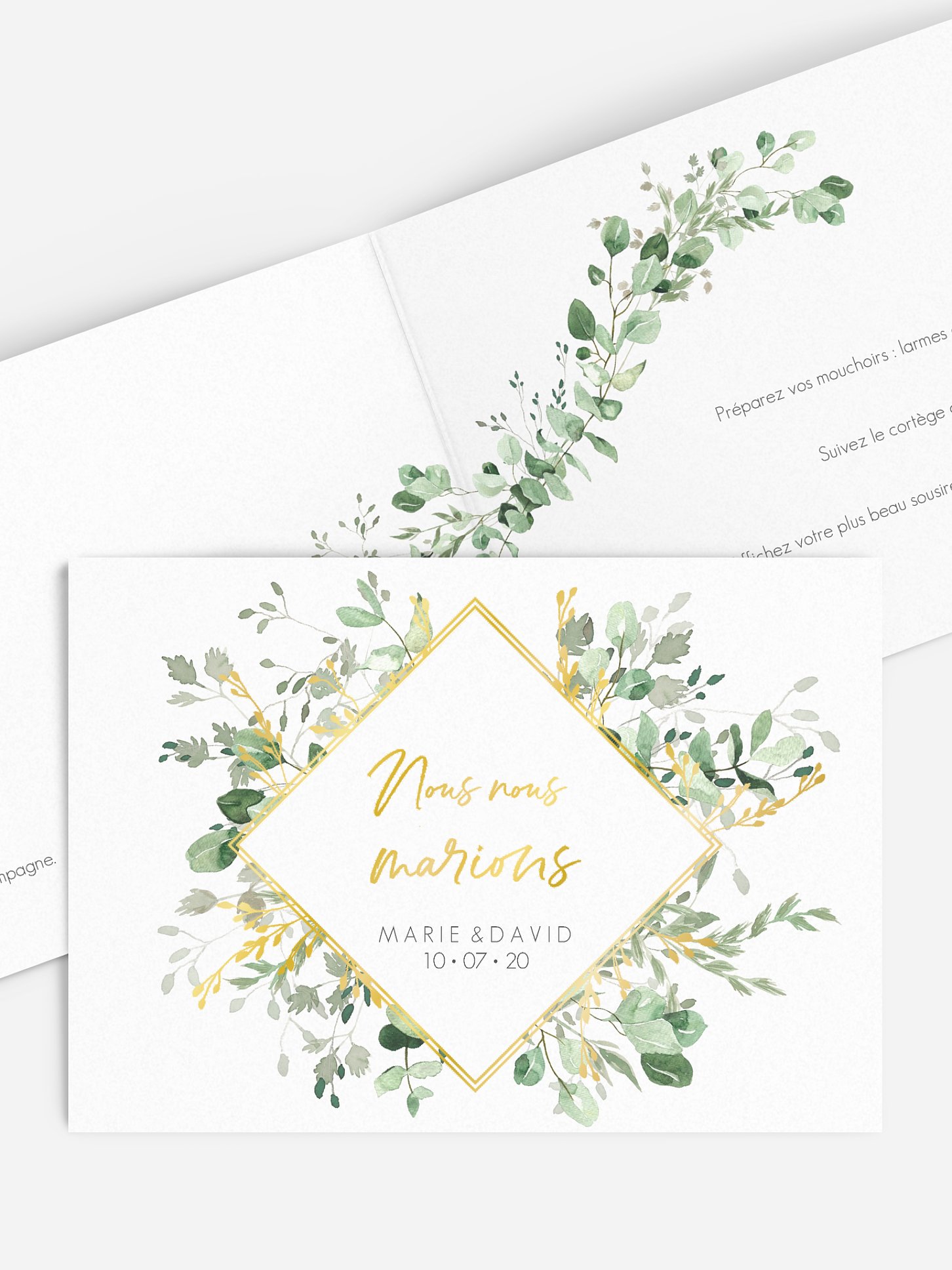 Faire-part de mariage Gold and Green - dorure