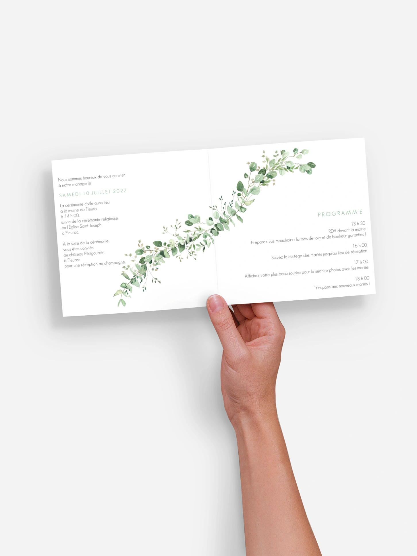 Faire-part de mariage Gold and Green - dorure