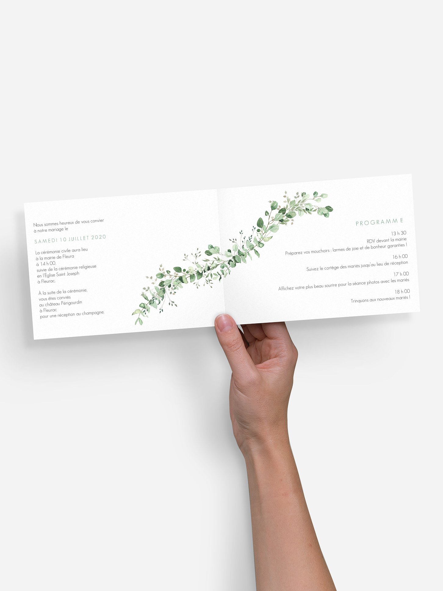 Faire-part de mariage Gold and Green - dorure