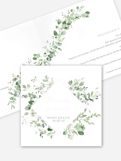 Faire-part de mariage Gold and Green - dorure