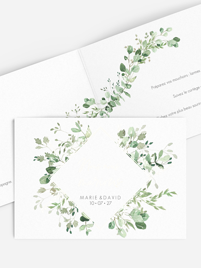 Faire-part de mariage Gold and Green - dorure