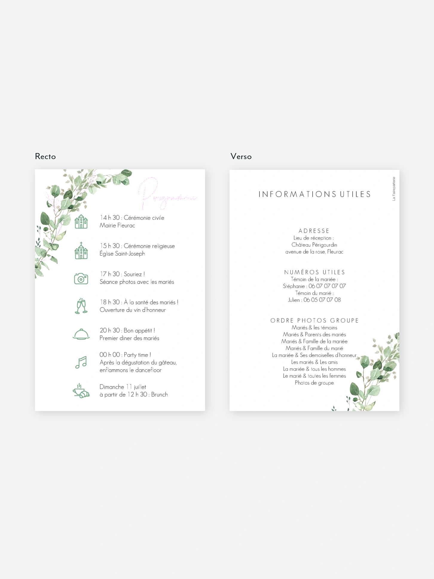Programme mariage Gold and Green - dorure