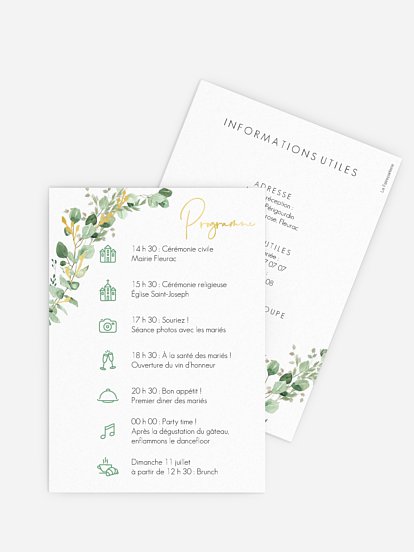 Programme mariage Gold and Green - dorure