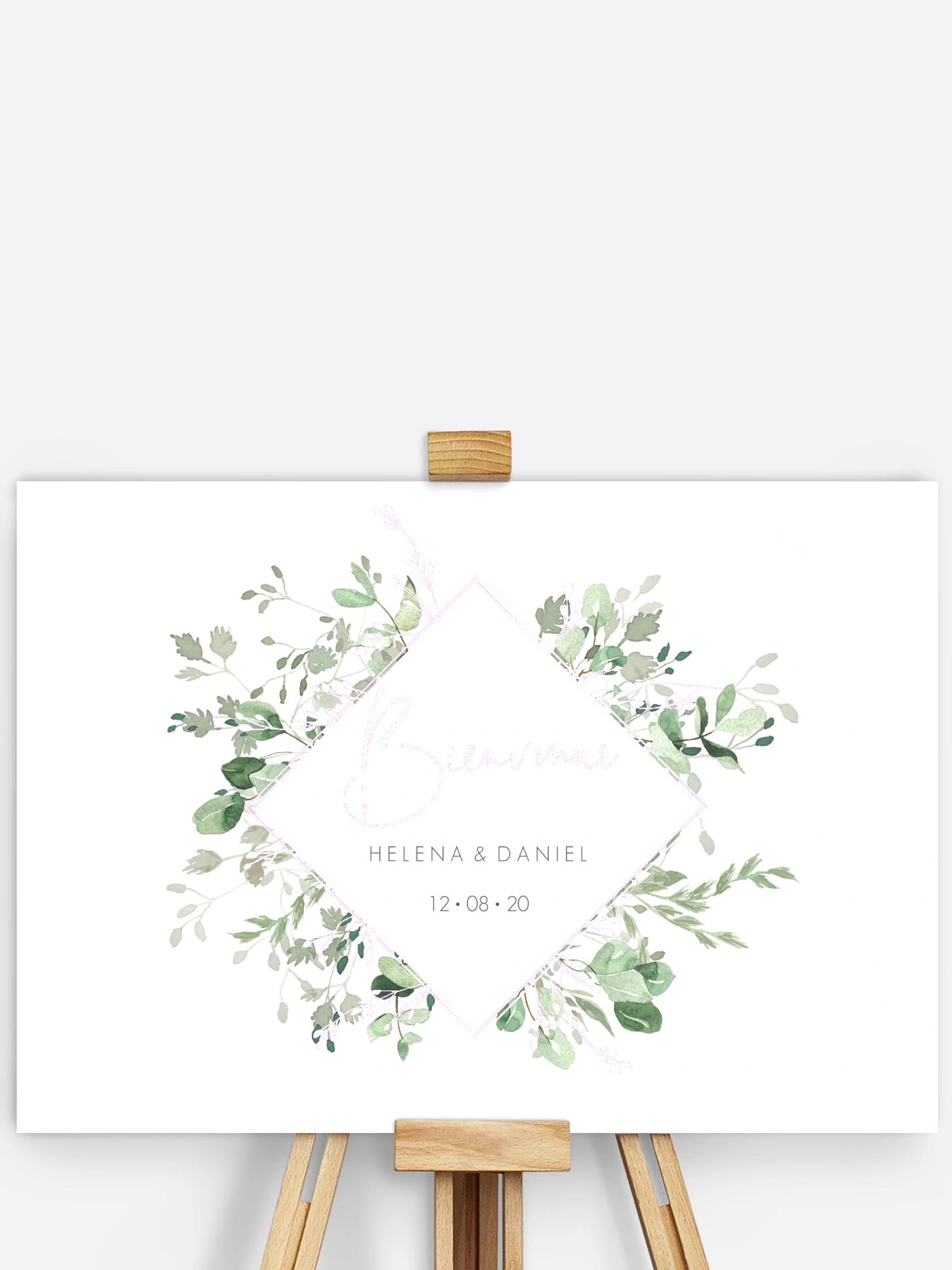 Poster bienvenue mariage Gold and Green - dorure