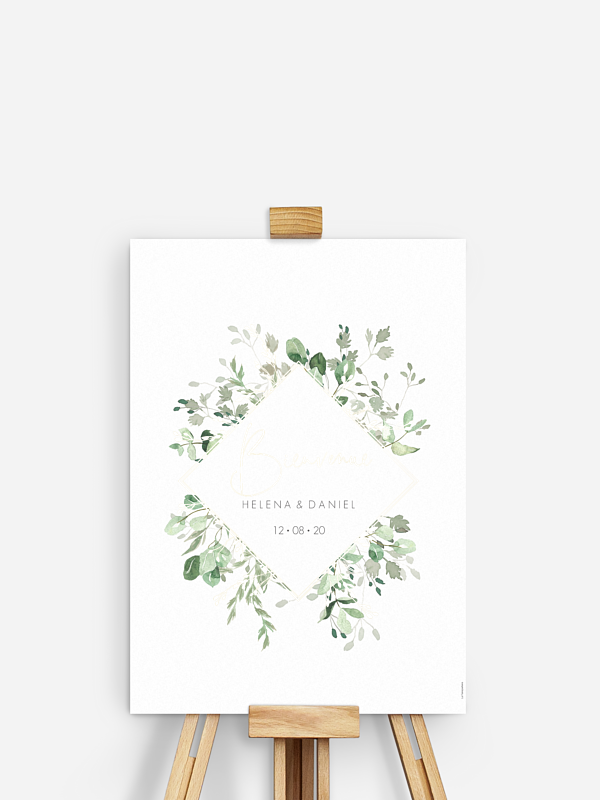 Poster bienvenue mariage Gold and Green - dorure