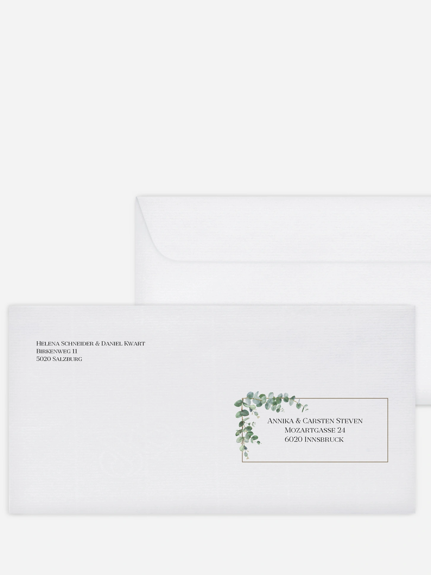 Bedruckter Briefumschlag Hochzeit Natural Greenery