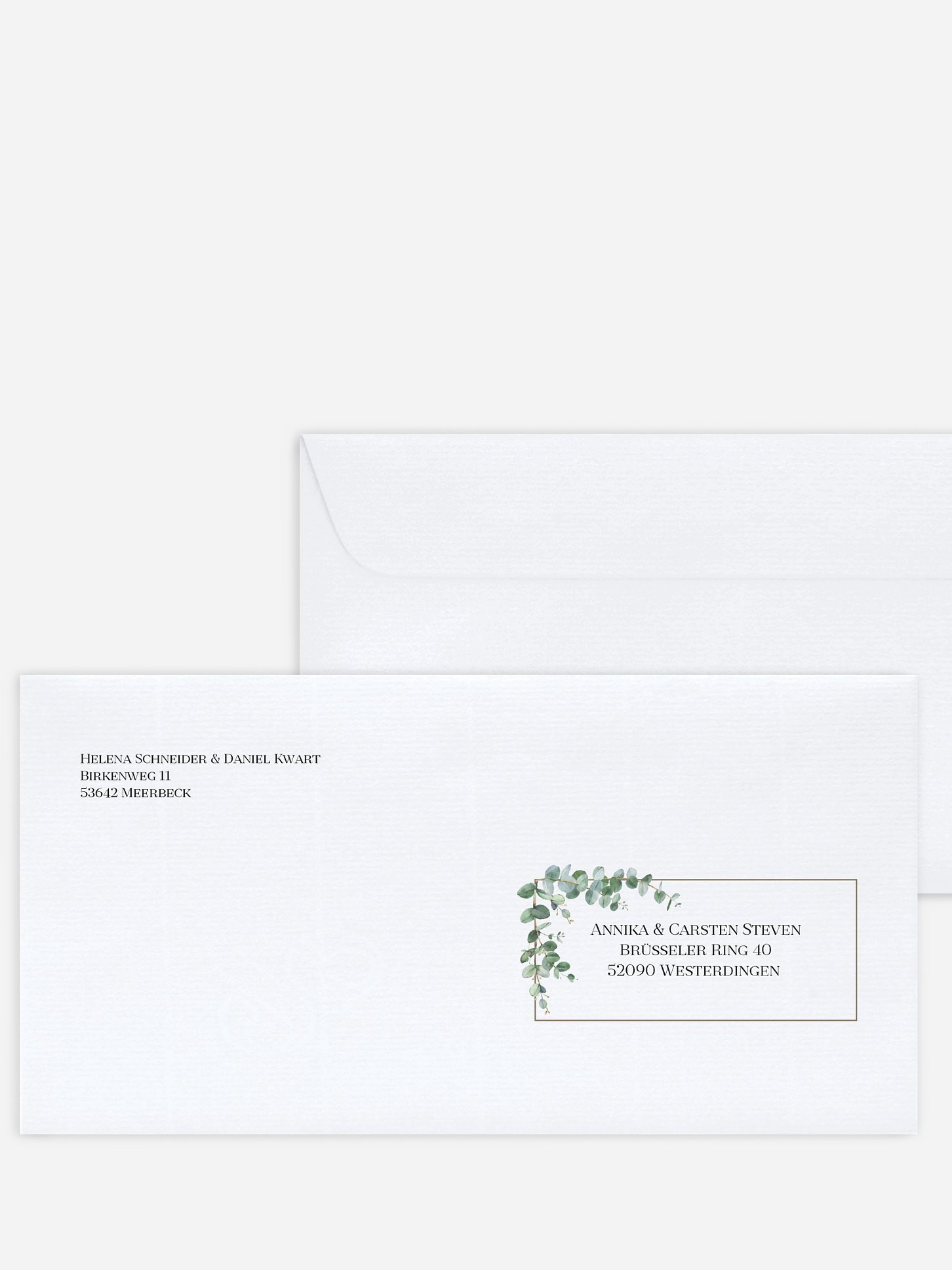 Bedruckter Briefumschlag Hochzeit Natural Greenery