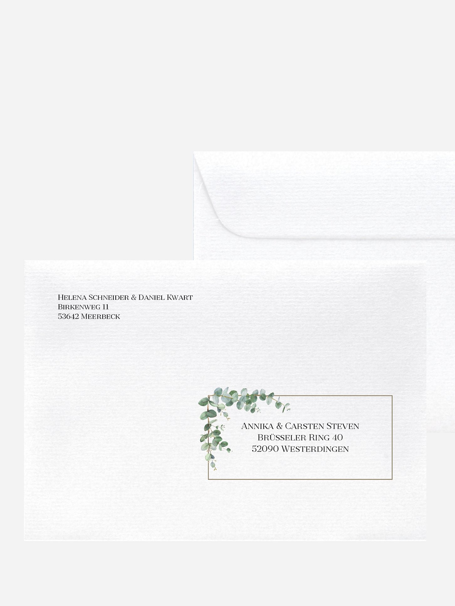 Bedruckter Briefumschlag Hochzeit Natural Greenery