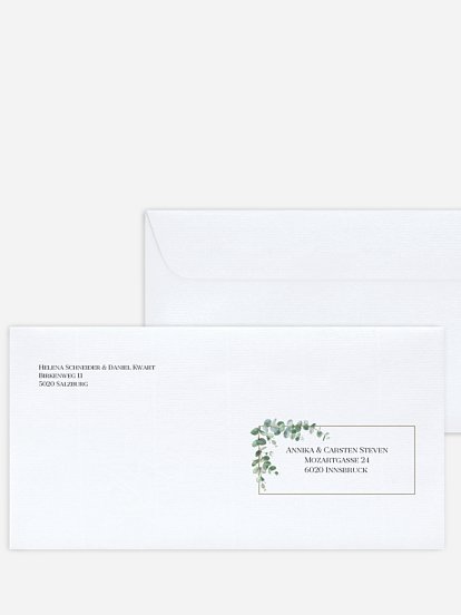 Bedruckter Briefumschlag Hochzeit Natural Greenery
