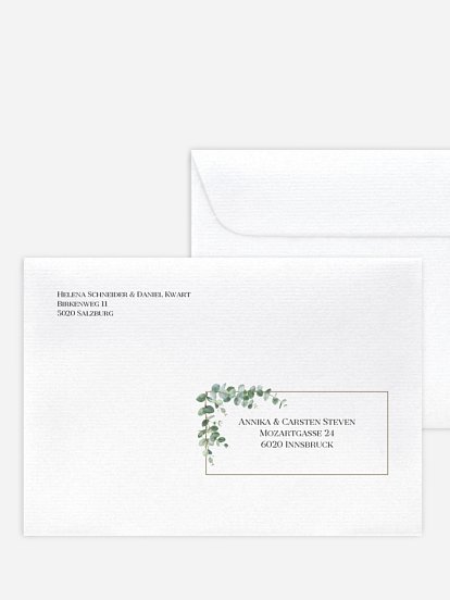 Bedruckter Briefumschlag Hochzeit Natural Greenery
