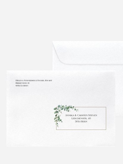 Bedruckter Briefumschlag Hochzeit Natural Greenery