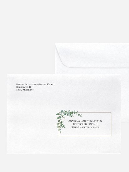 Bedruckter Briefumschlag Hochzeit Natural Greenery