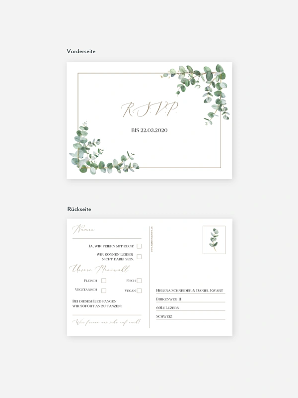 Antwortkarte Hochzeit Natural Greenery