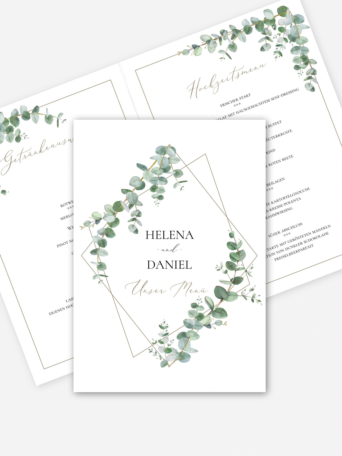 Menükarte Hochzeit Natural Greenery