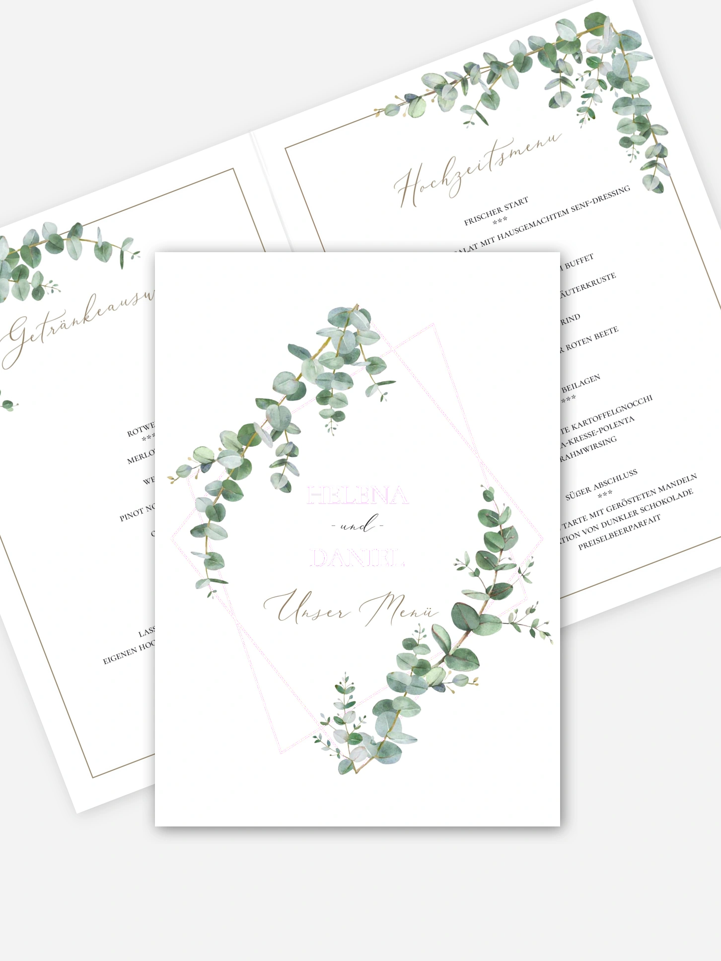Menükarte Hochzeit Natural Greenery
