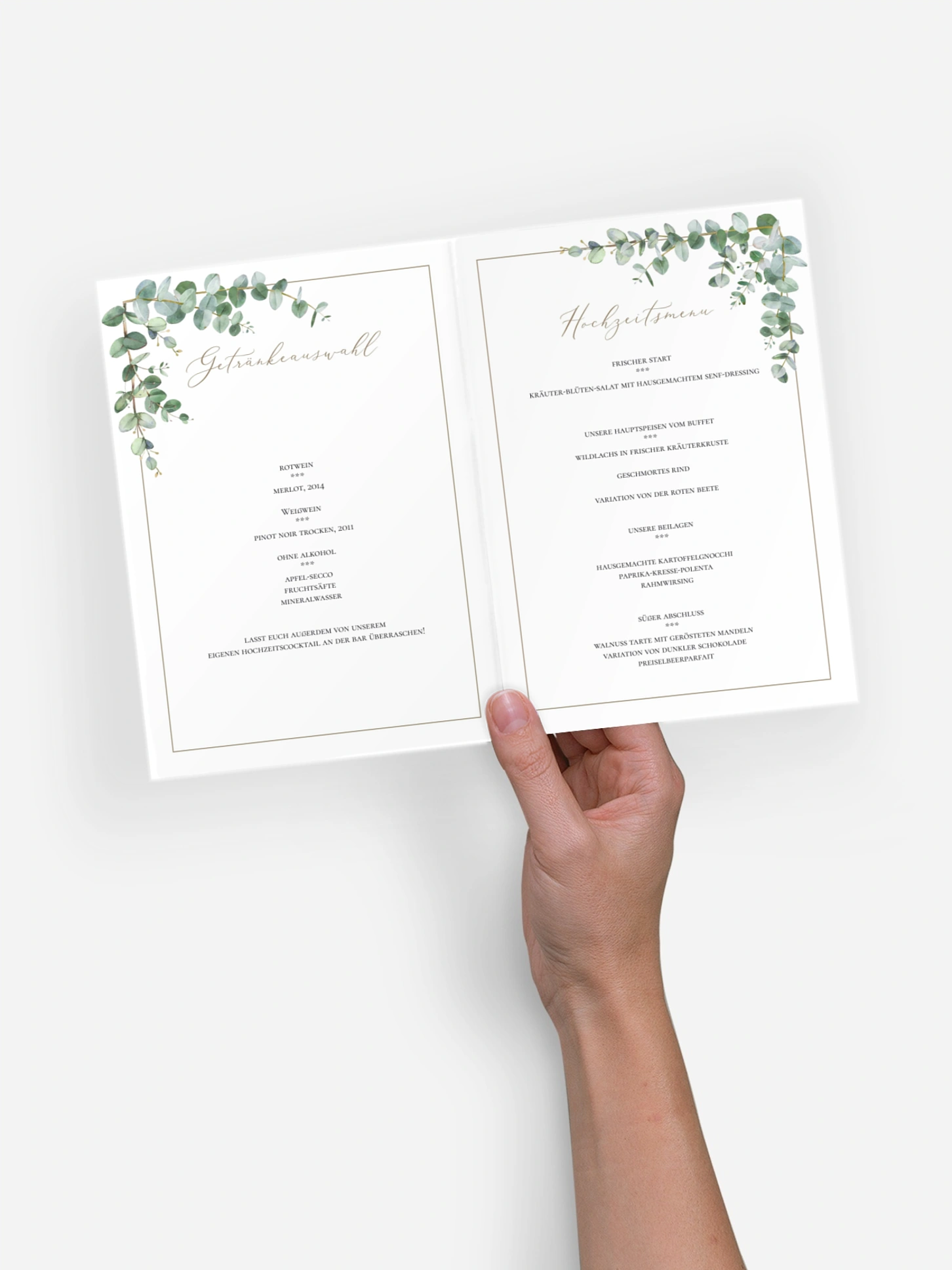 Menükarte Hochzeit Natural Greenery
