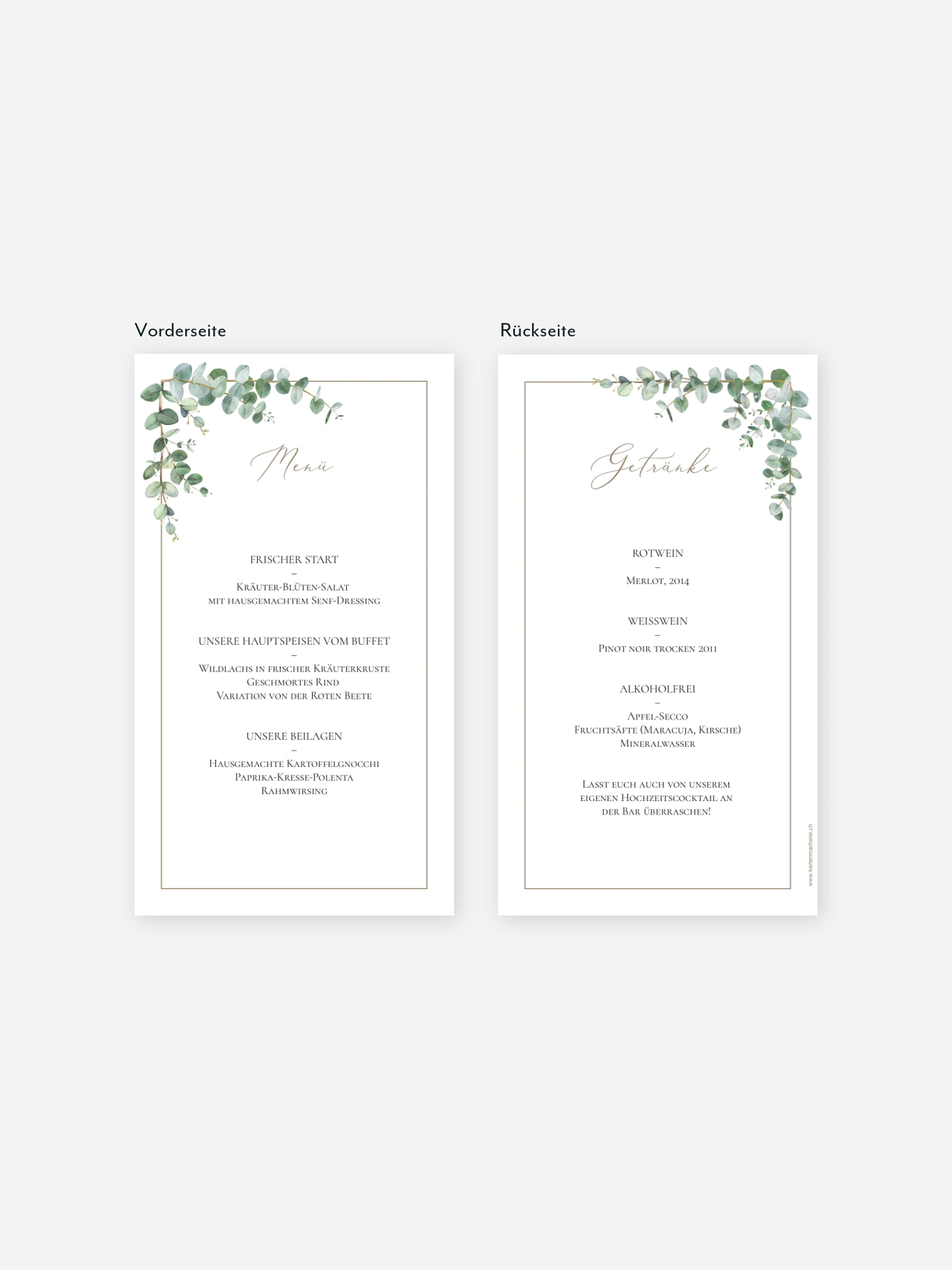 Menükarte Hochzeit Natural Greenery